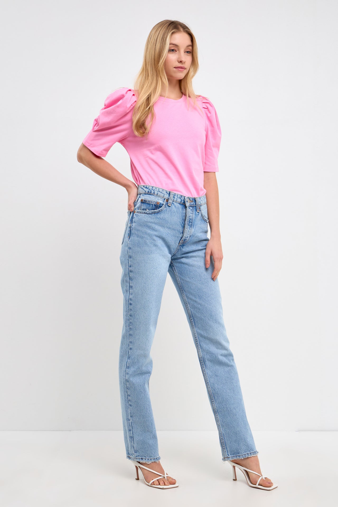 Pleated Puff Sleeve T-Shirt