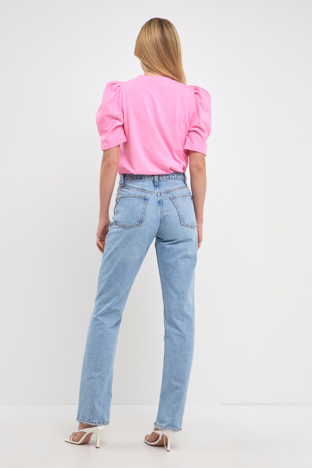 Pleated Puff Sleeve T-Shirt