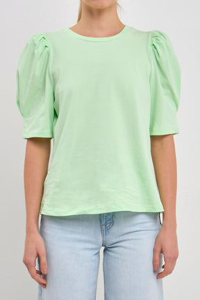Pleated Puff Sleeve T-Shirt