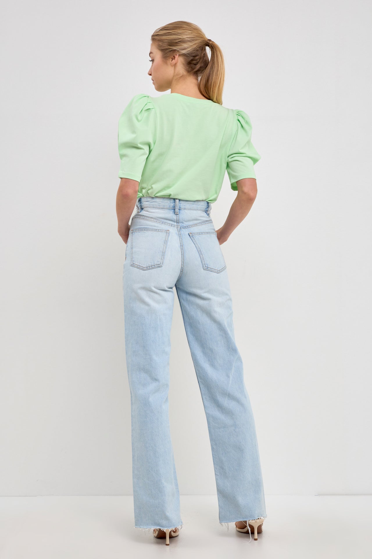 Pleated Puff Sleeve T-Shirt
