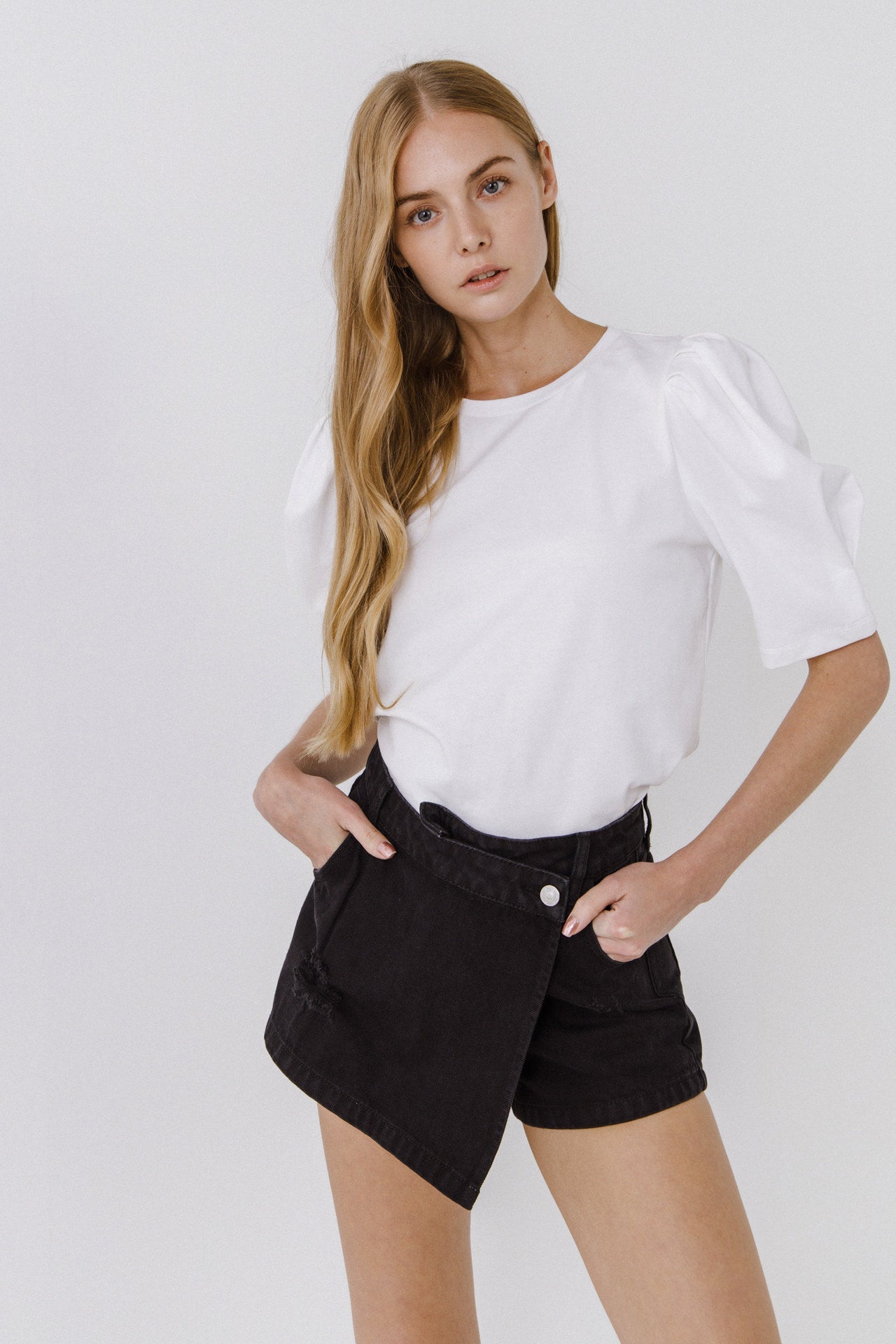 ENGLISH FACTORY - English Factory - Pleated Puff Sleeve T-Shirt - TOPS available at Objectrare