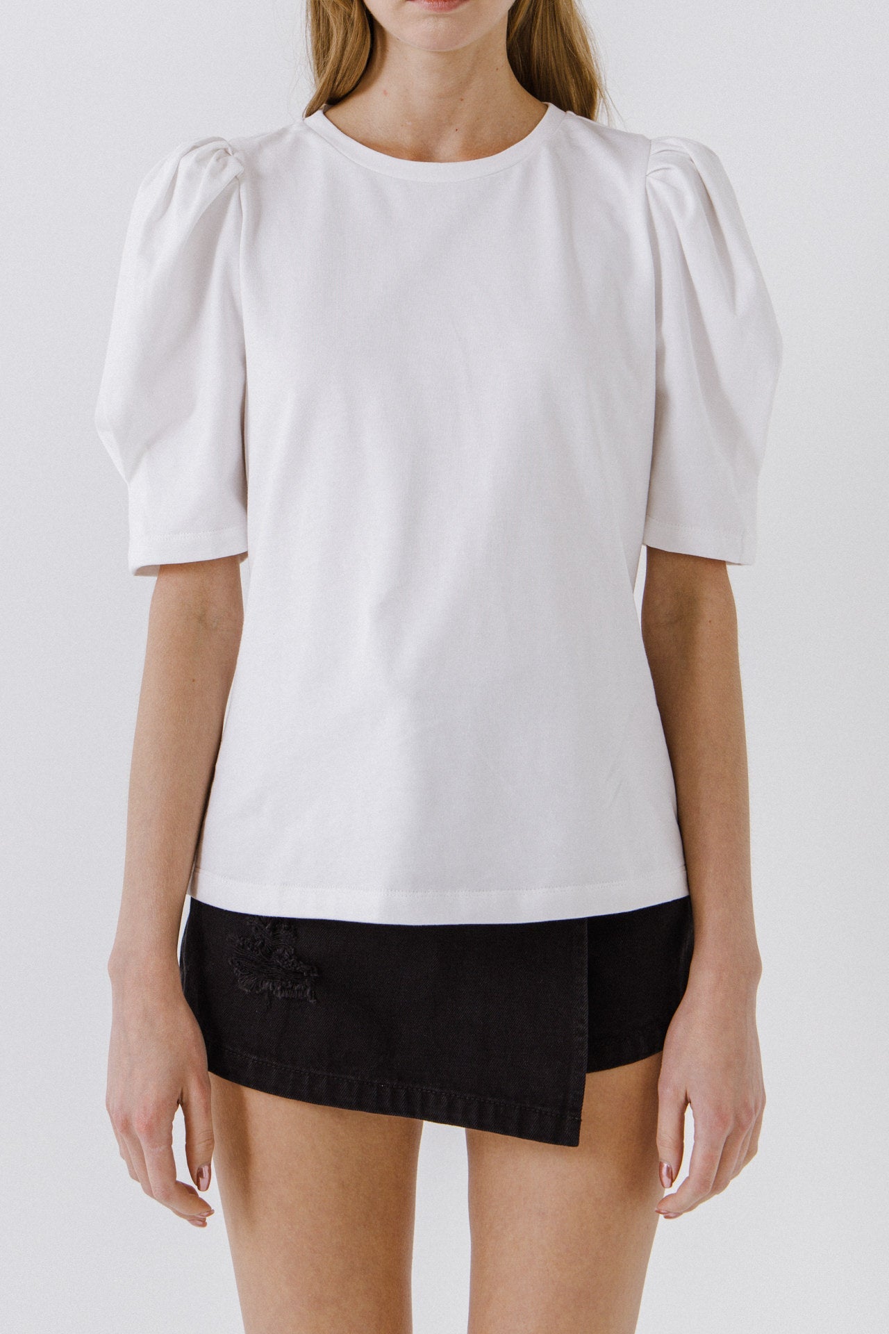 ENGLISH FACTORY - English Factory - Pleated Puff Sleeve T-Shirt - TOPS available at Objectrare