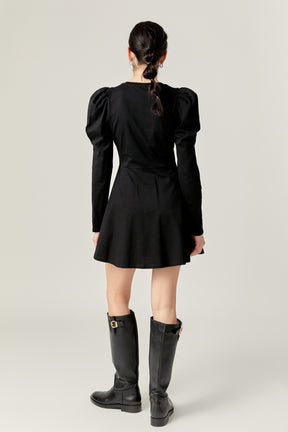 ENGLISH FACTORY - Long Puff Sleeve Mini Dress - DRESSES available at Objectrare