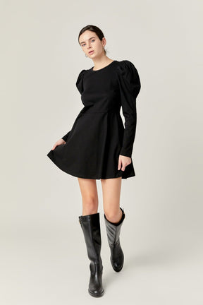 ENGLISH FACTORY - Long Puff Sleeve Mini Dress - DRESSES available at Objectrare