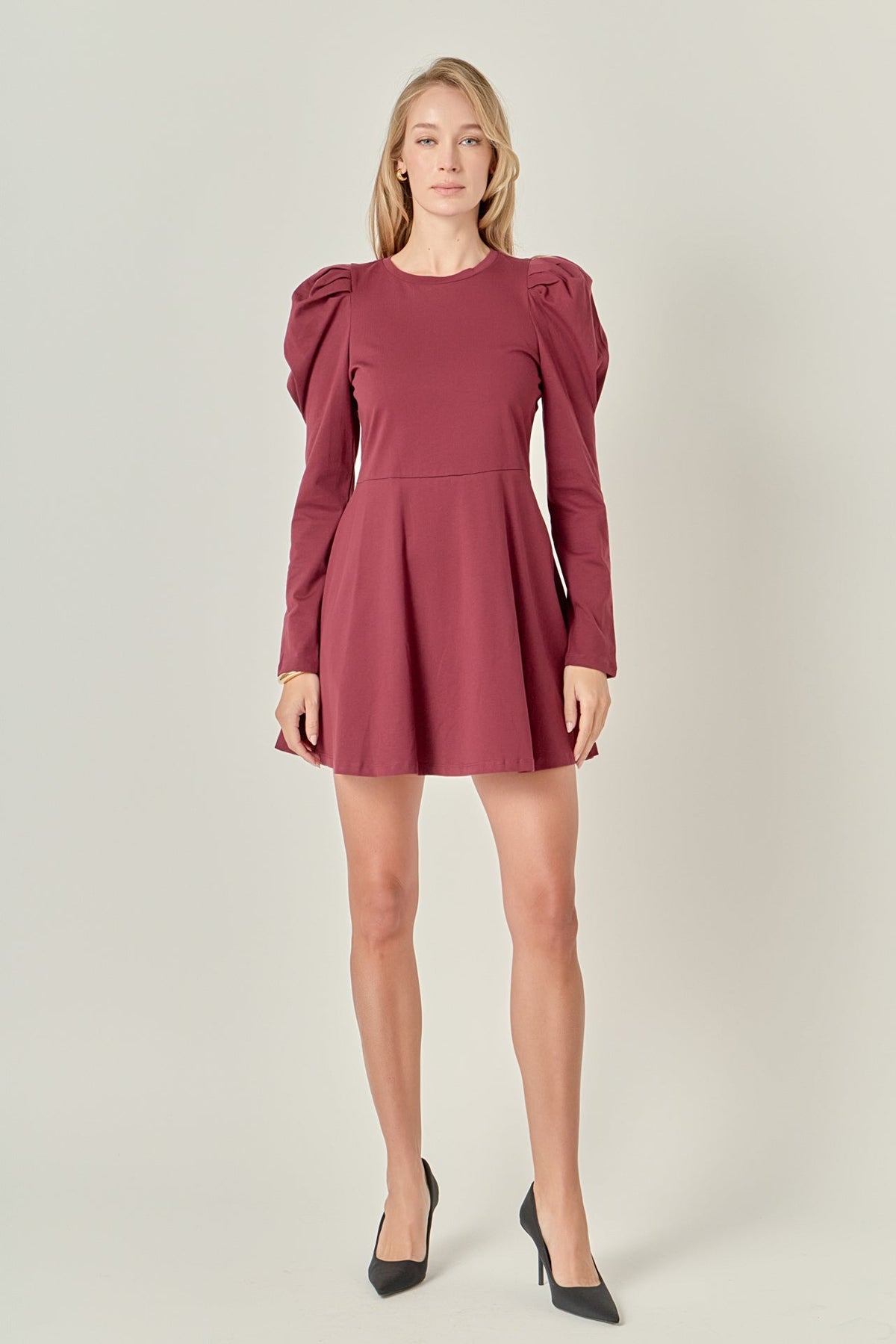 Long Puff Sleeve Mini Dress
