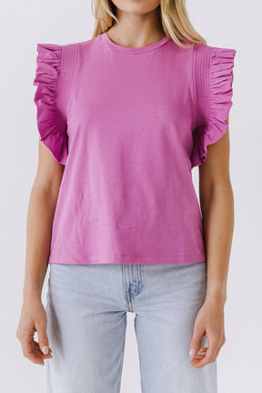 ENGLISH FACTORY - All Knit Ruffle Detail Top - TOPS available at Objectrare