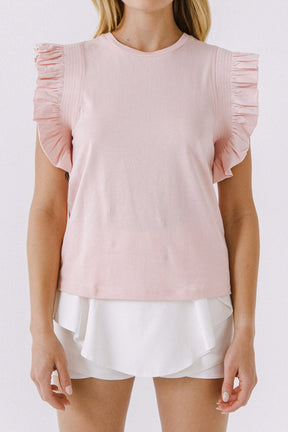 ENGLISH FACTORY - All Knit Ruffle Detail Top - TOPS available at Objectrare