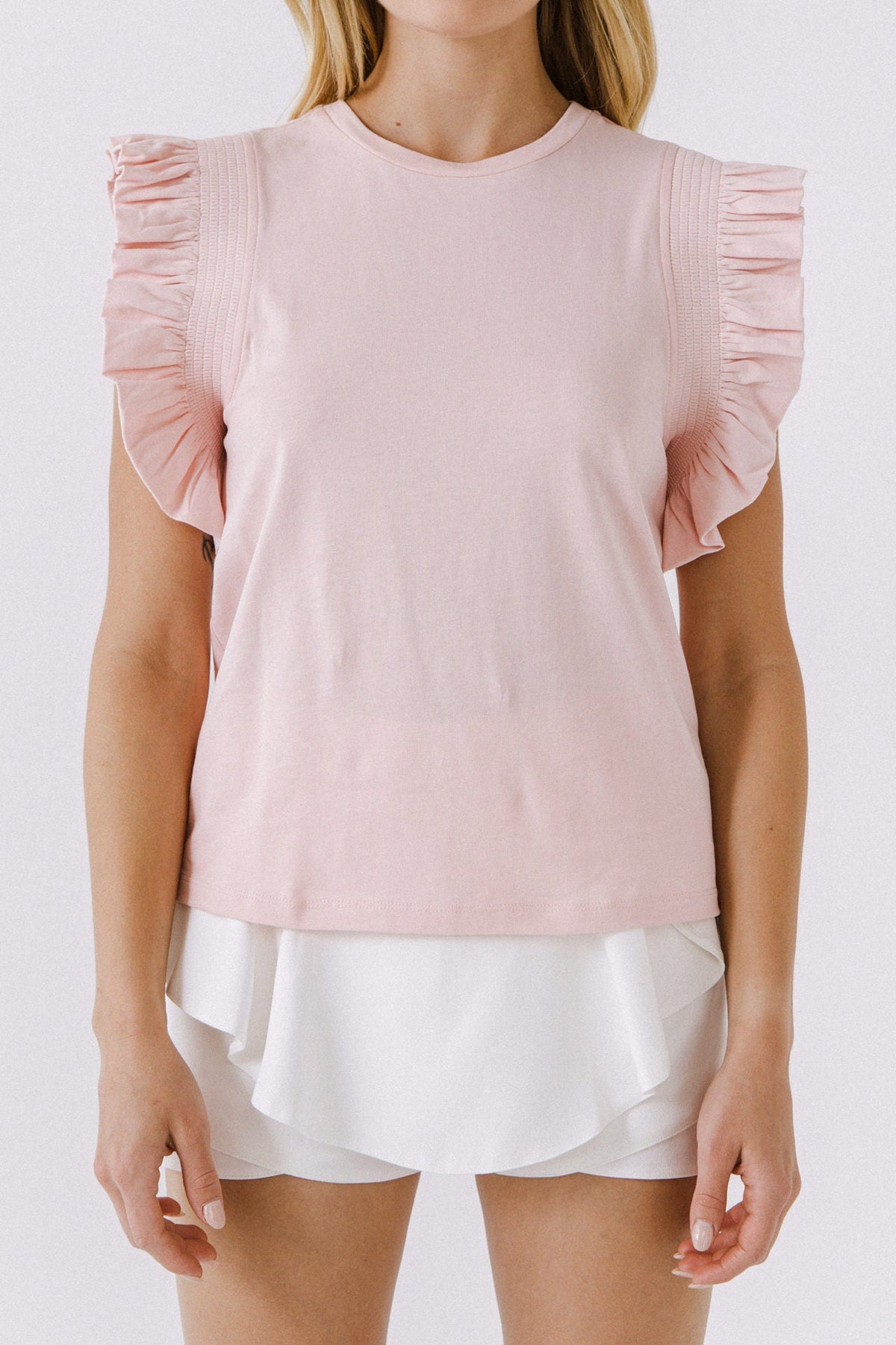 ENGLISH FACTORY - All Knit Ruffle Detail Top - TOPS available at Objectrare