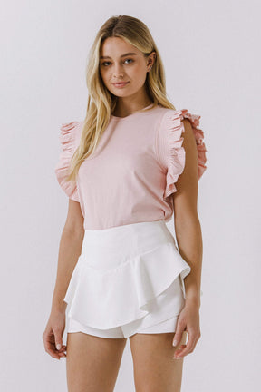 ENGLISH FACTORY - All Knit Ruffle Detail Top - TOPS available at Objectrare