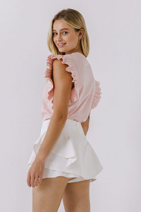 ENGLISH FACTORY - All Knit Ruffle Detail Top - TOPS available at Objectrare