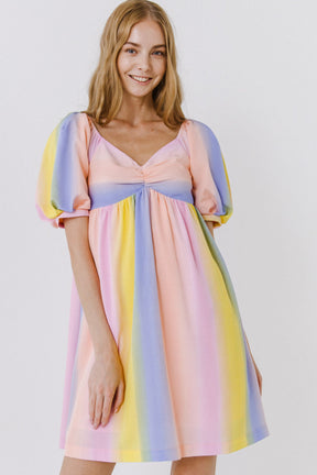 ENGLISH FACTORY - Multi Color Stripe Babydoll Dress - DRESSES available at Objectrare