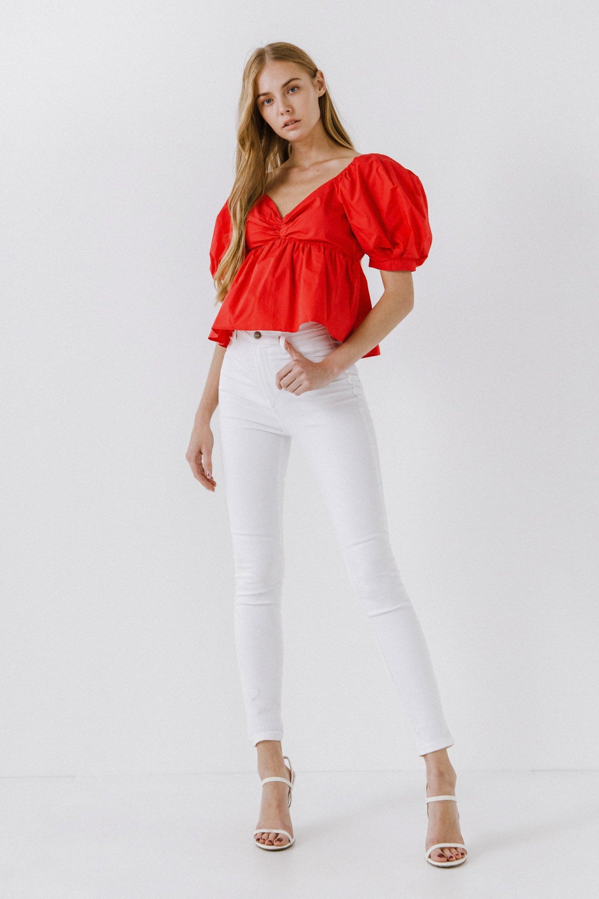 ENGLISH FACTORY - English Factory - Women Woven Short Puff Sleeve Blouse - SHIRTS & BLOUSES available at Objectrare