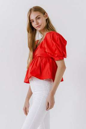 ENGLISH FACTORY - English Factory - Women Woven Short Puff Sleeve Blouse - TOPS available at Objectrare