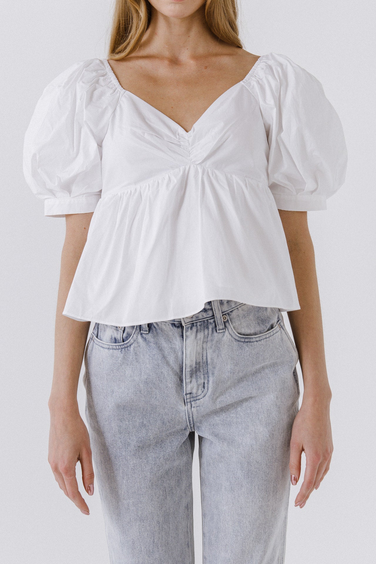 ENGLISH FACTORY - English Factory - Women Woven Short Puff Sleeve Blouse - SHIRTS & BLOUSES available at Objectrare