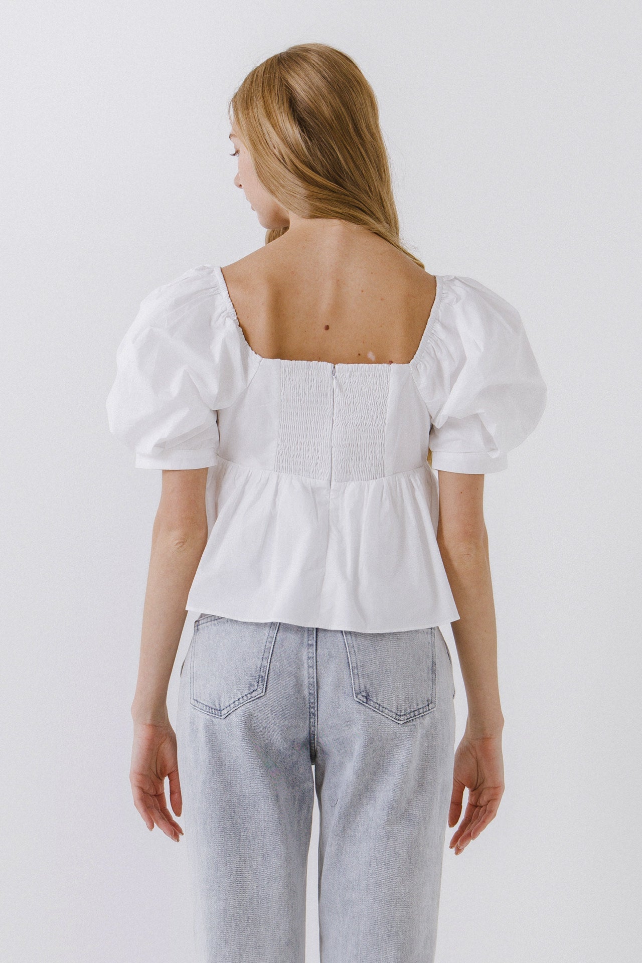 ENGLISH FACTORY - English Factory - Women Woven Short Puff Sleeve Blouse - SHIRTS & BLOUSES available at Objectrare