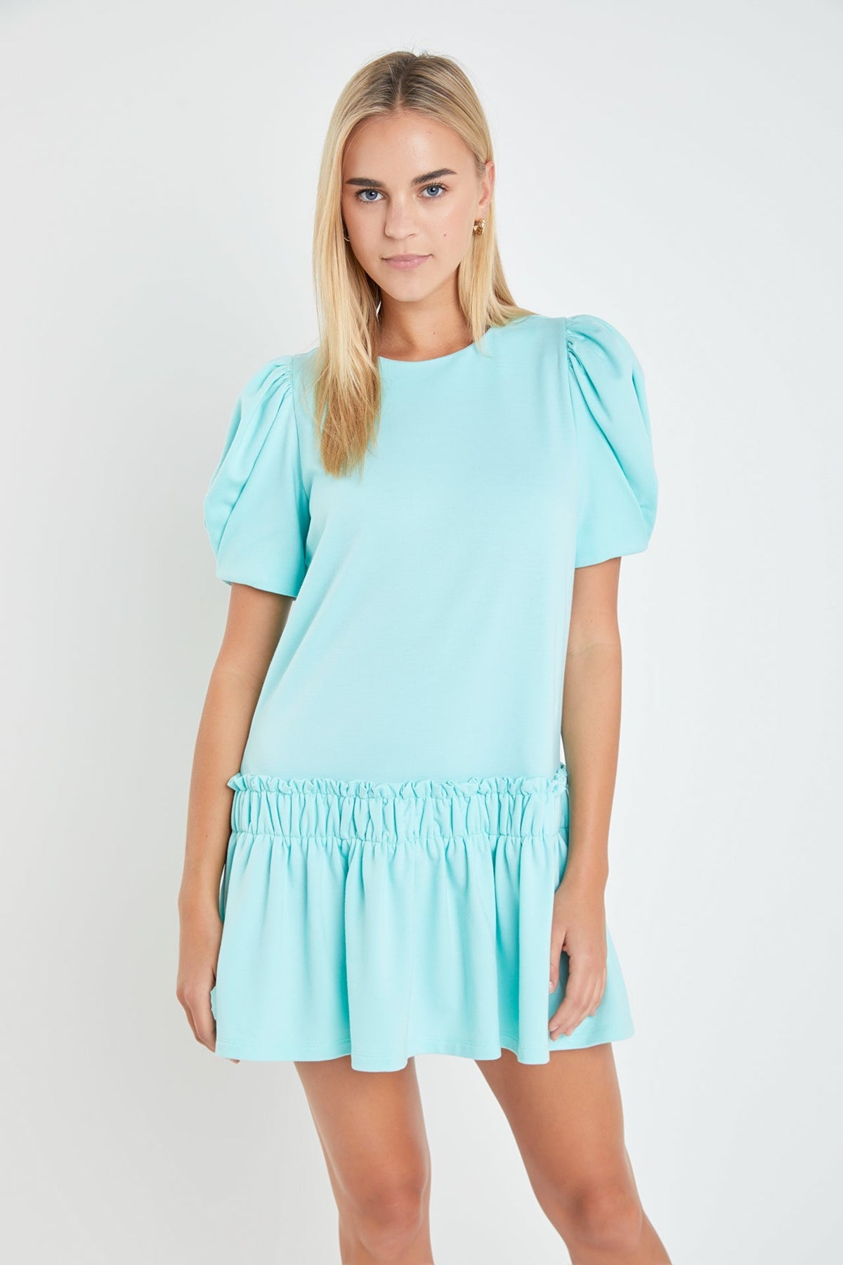 ENGLISH FACTORY - Puff Sleeve Peplum Mini Dress - DRESSES available at Objectrare