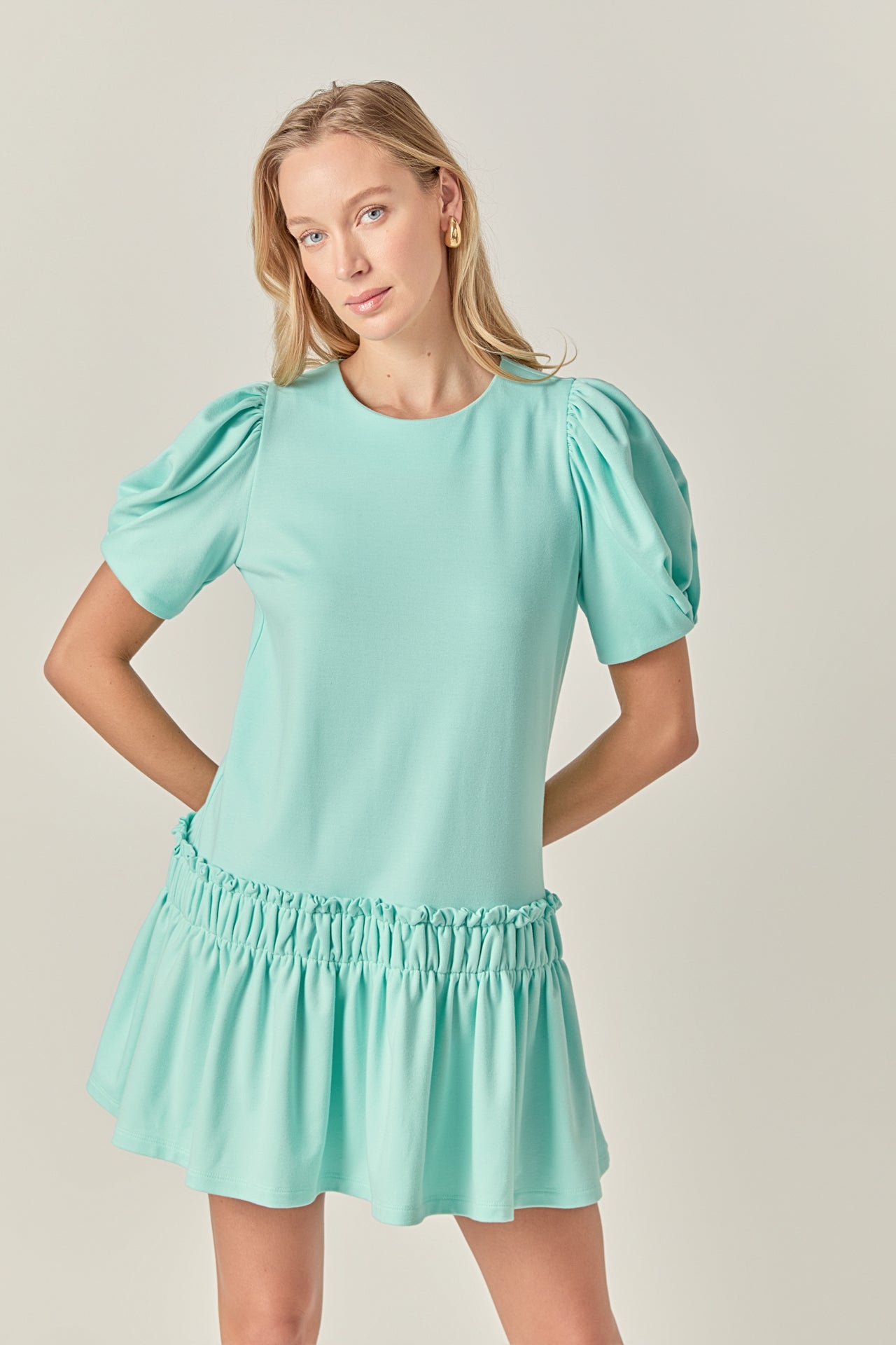 ENGLISH FACTORY - Puff Sleeve Peplum Mini Dress - DRESSES available at Objectrare
