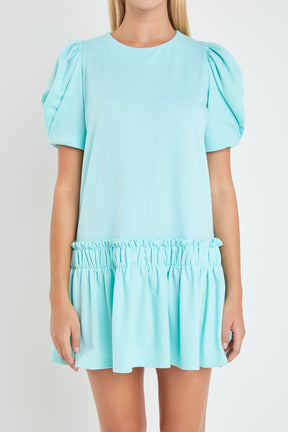 ENGLISH FACTORY - Puff Sleeve Peplum Mini Dress - DRESSES available at Objectrare