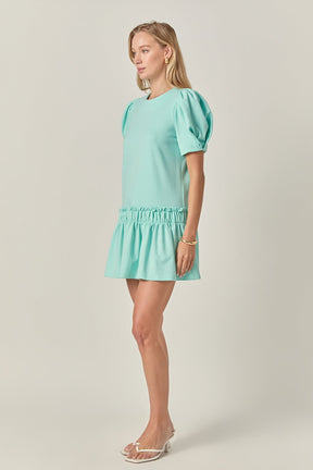 ENGLISH FACTORY - Puff Sleeve Peplum Mini Dress - DRESSES available at Objectrare