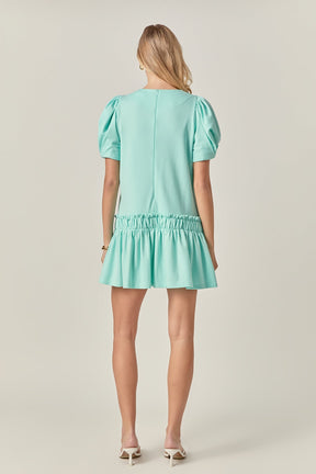 ENGLISH FACTORY - Puff Sleeve Peplum Mini Dress - DRESSES available at Objectrare