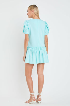 ENGLISH FACTORY - English Factory - Puff Sleeve Peplum Mini Dress - DRESSES available at Objectrare