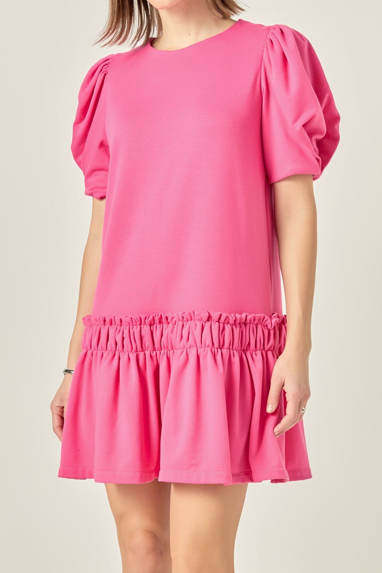 ENGLISH FACTORY - Puff Sleeve Peplum Mini Dress - DRESSES available at Objectrare