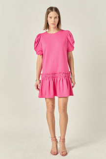 ENGLISH FACTORY - Puff Sleeve Peplum Mini Dress - DRESSES available at Objectrare