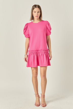 ENGLISH FACTORY - Puff Sleeve Peplum Mini Dress - DRESSES available at Objectrare