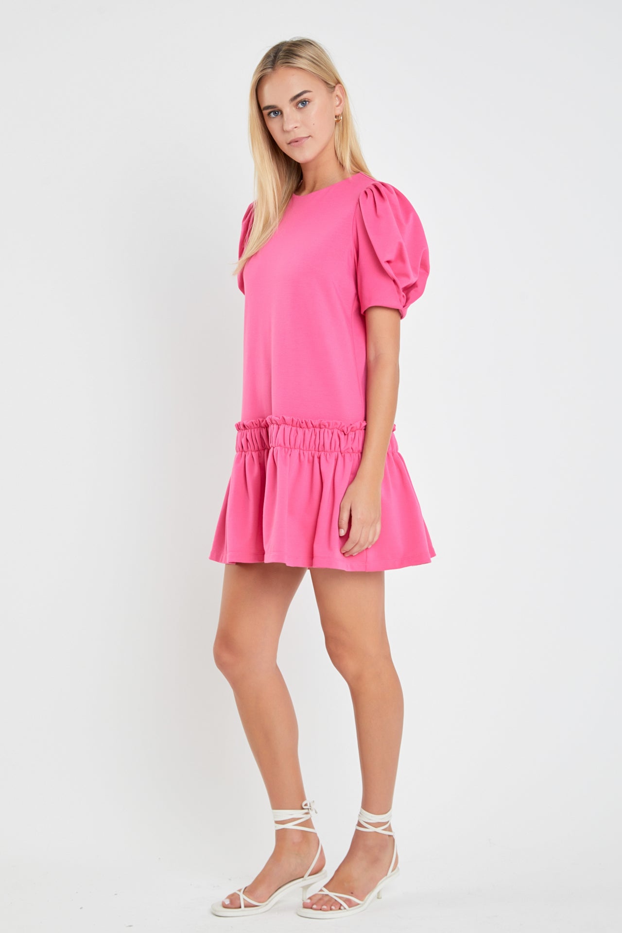 ENGLISH FACTORY - Puff Sleeve Peplum Mini Dress - DRESSES available at Objectrare
