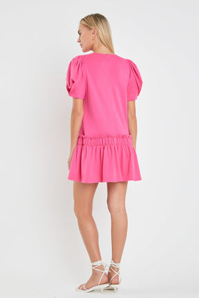 ENGLISH FACTORY - Puff Sleeve Peplum Mini Dress - DRESSES available at Objectrare