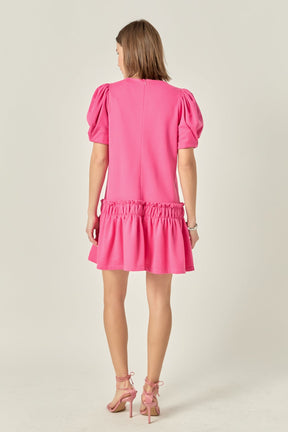 ENGLISH FACTORY - Puff Sleeve Peplum Mini Dress - DRESSES available at Objectrare