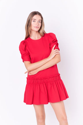 ENGLISH FACTORY - Puff Sleeve Peplum Mini Dress - DRESSES available at Objectrare