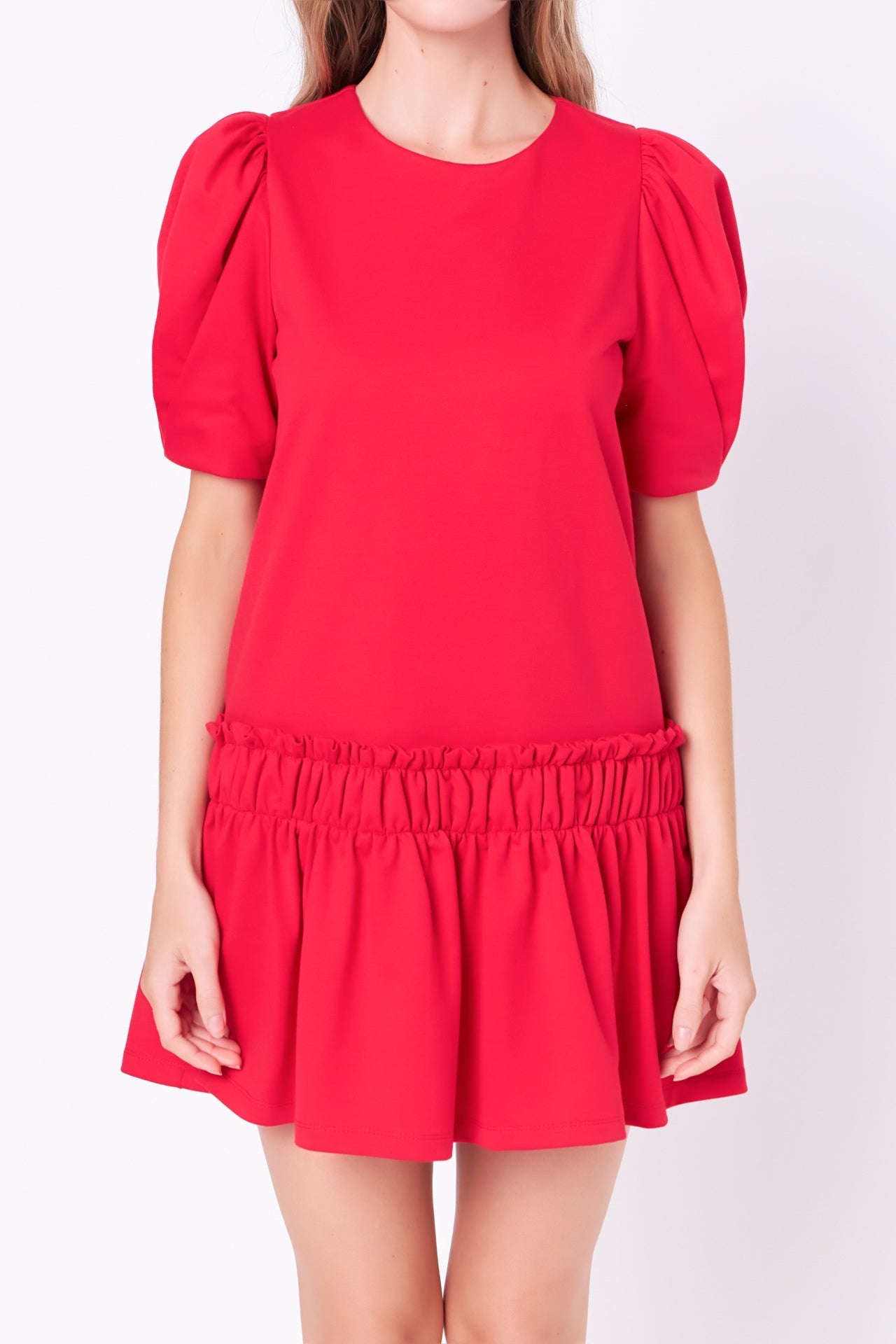 ENGLISH FACTORY - Puff Sleeve Peplum Mini Dress - DRESSES available at Objectrare