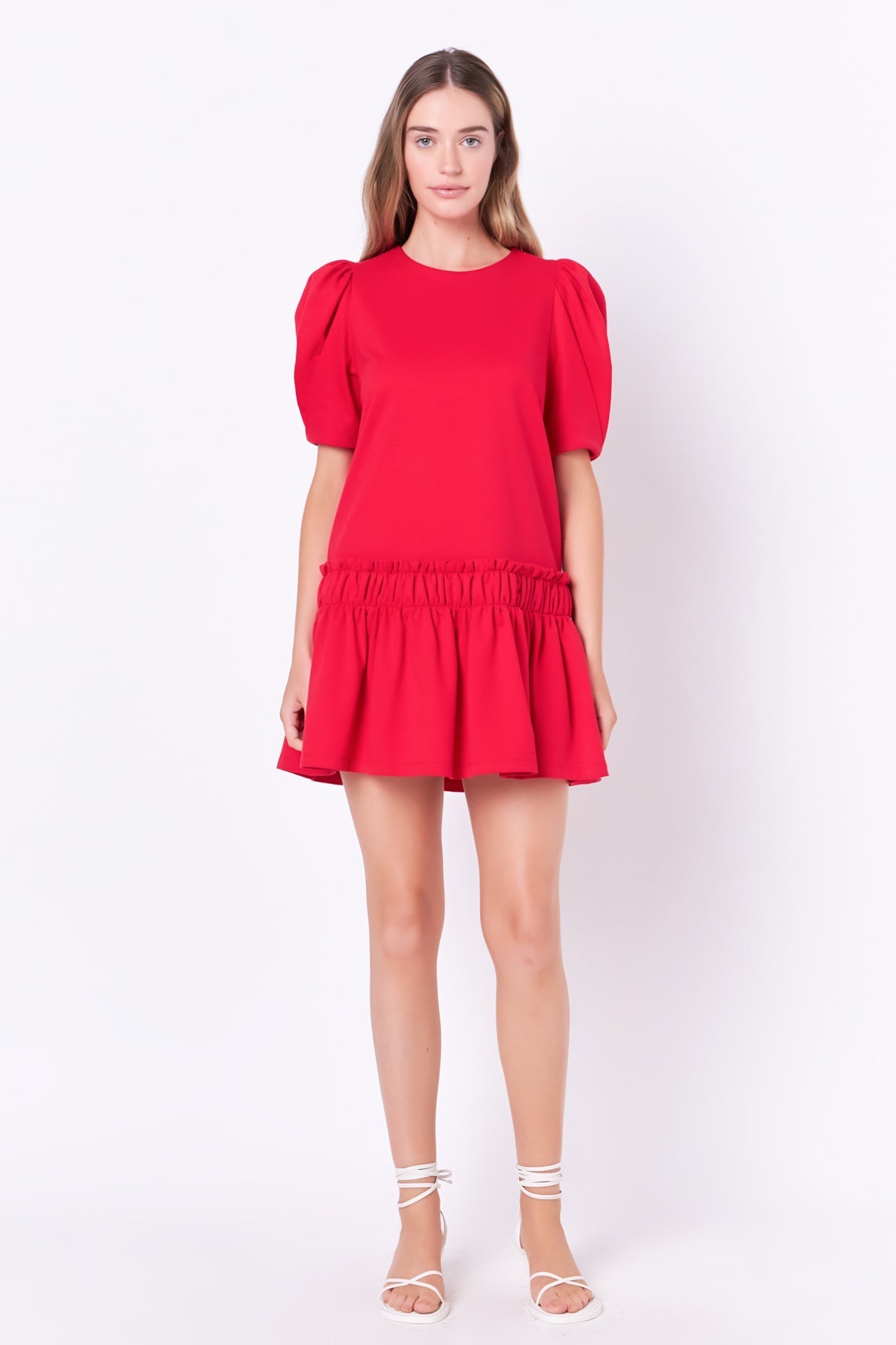 ENGLISH FACTORY - Puff Sleeve Peplum Mini Dress - DRESSES available at Objectrare