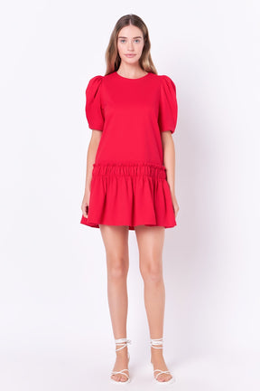 ENGLISH FACTORY - Puff Sleeve Peplum Mini Dress - DRESSES available at Objectrare