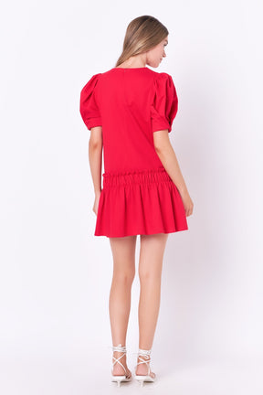 ENGLISH FACTORY - Puff Sleeve Peplum Mini Dress - DRESSES available at Objectrare