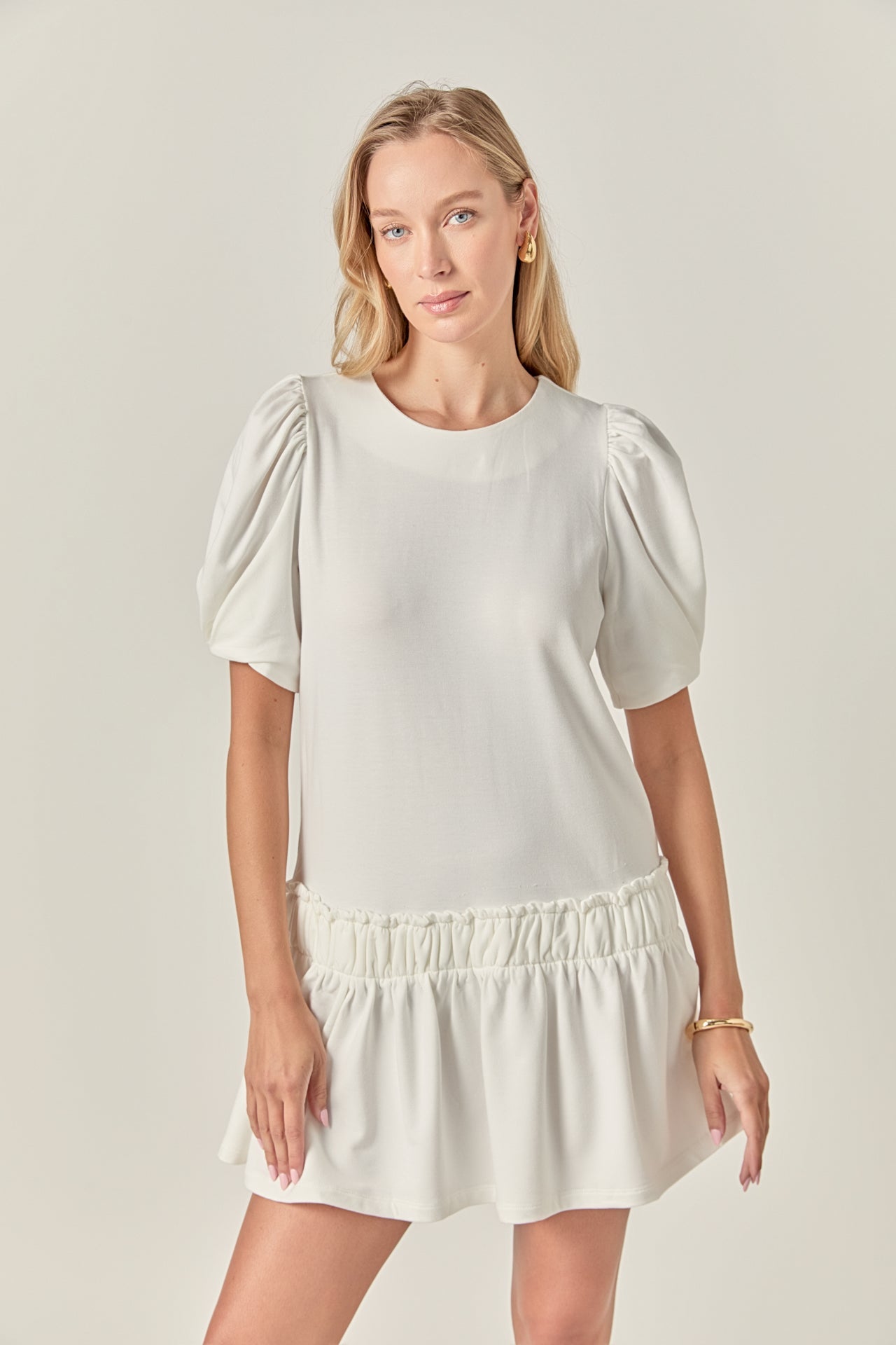 ENGLISH FACTORY - Puff Sleeve Peplum Mini Dress - DRESSES available at Objectrare