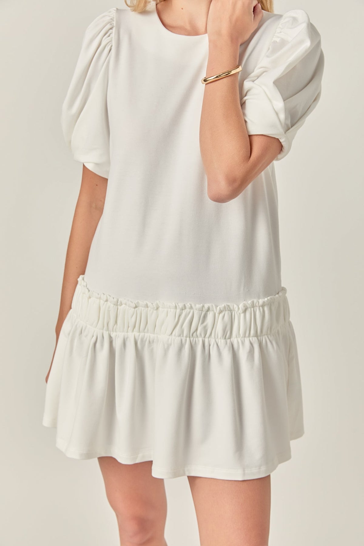 ENGLISH FACTORY - Puff Sleeve Peplum Mini Dress - DRESSES available at Objectrare