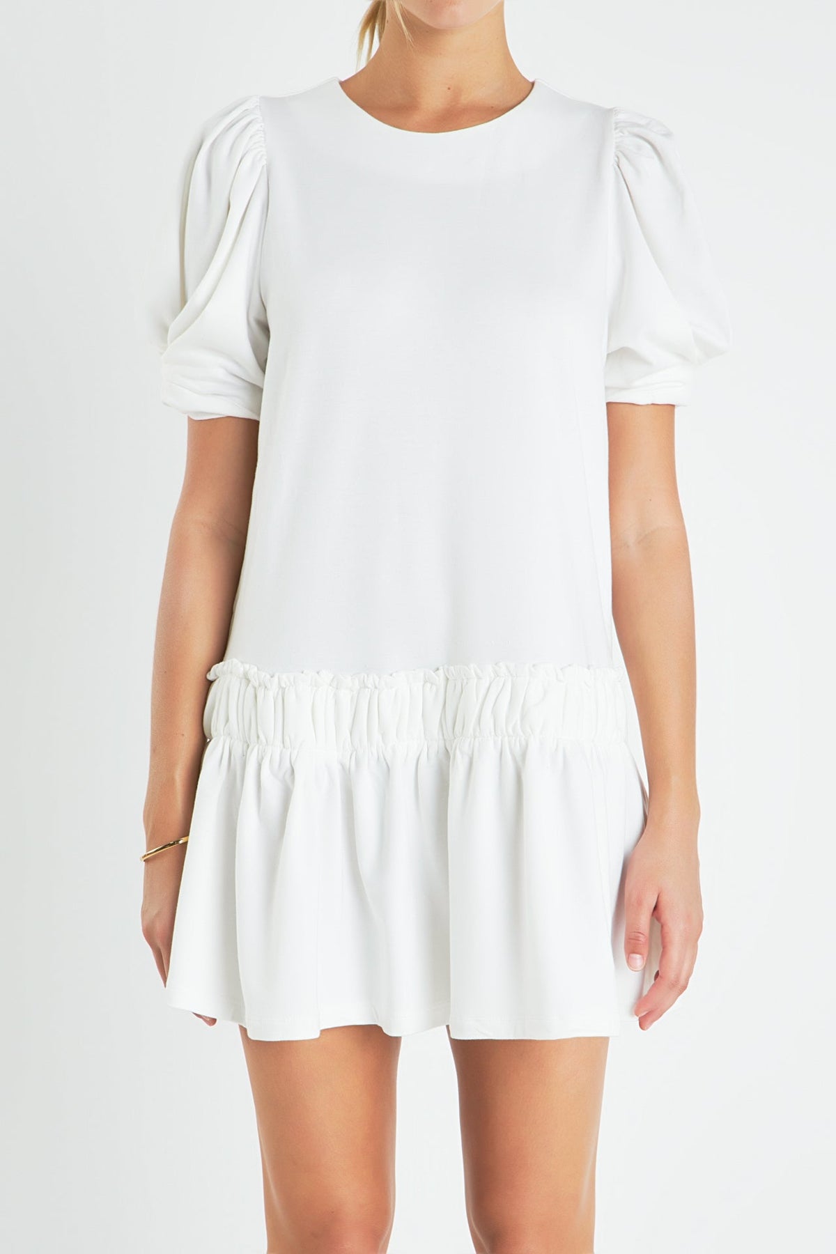 Puff Sleeve Peplum Mini Dress