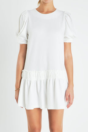 ENGLISH FACTORY - Puff Sleeve Peplum Mini Dress - DRESSES available at Objectrare