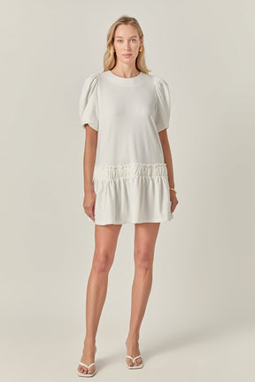 ENGLISH FACTORY - Puff Sleeve Peplum Mini Dress - DRESSES available at Objectrare