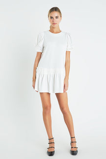ENGLISH FACTORY - Puff Sleeve Peplum Mini Dress - DRESSES available at Objectrare