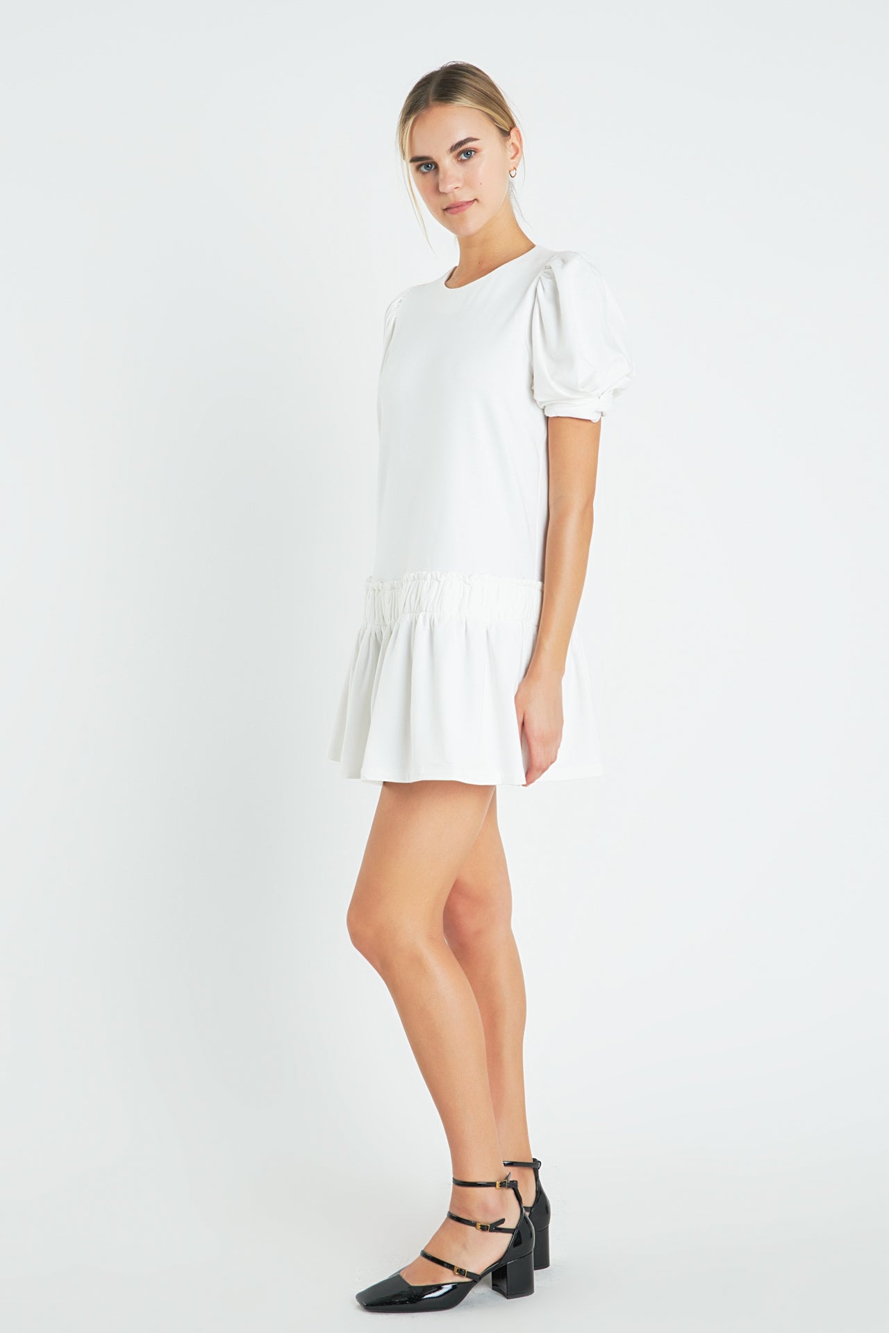 ENGLISH FACTORY - Puff Sleeve Peplum Mini Dress - DRESSES available at Objectrare