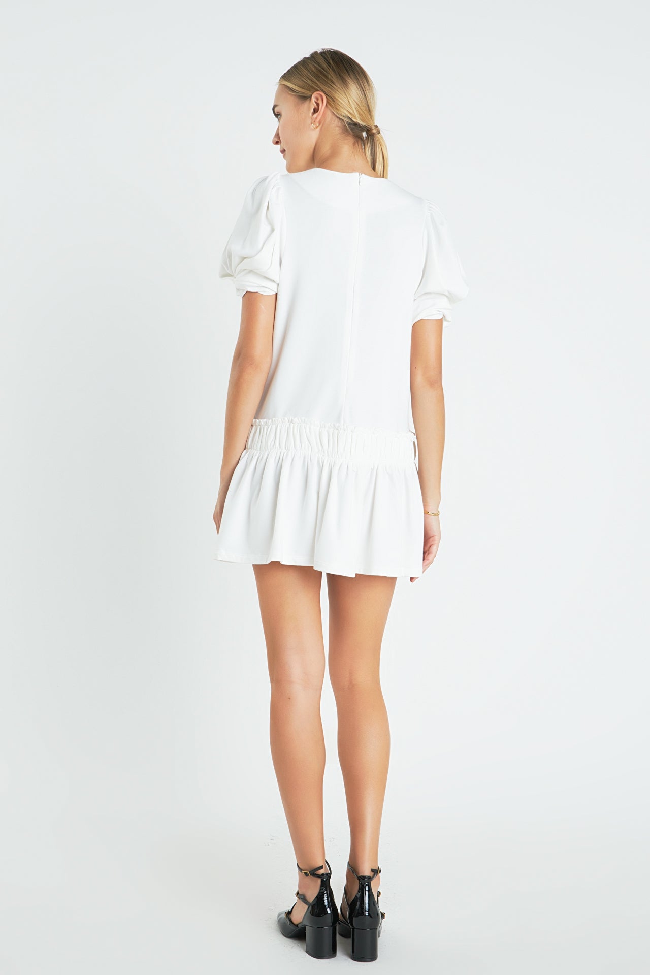 ENGLISH FACTORY - Puff Sleeve Peplum Mini Dress - DRESSES available at Objectrare