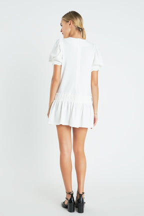 ENGLISH FACTORY - Puff Sleeve Peplum Mini Dress - DRESSES available at Objectrare