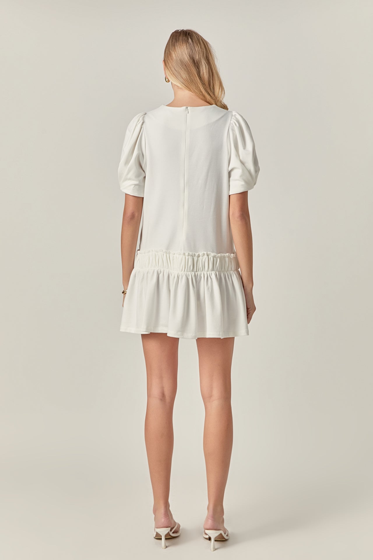 ENGLISH FACTORY - Puff Sleeve Peplum Mini Dress - DRESSES available at Objectrare