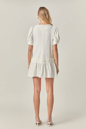 ENGLISH FACTORY - Puff Sleeve Peplum Mini Dress - DRESSES available at Objectrare