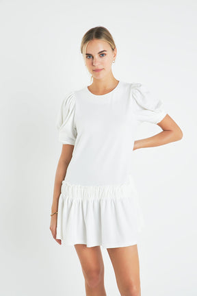 ENGLISH FACTORY - Puff Sleeve Peplum Mini Dress - DRESSES available at Objectrare