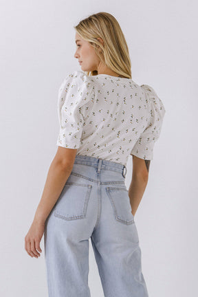 ENGLISH FACTORY - English Factory - Floral Short Sleeve Knit Top - TOPS available at Objectrare