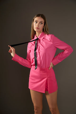 ENGLISH FACTORY - Slit Detail High-Waisted Skort - SKORTS available at Objectrare